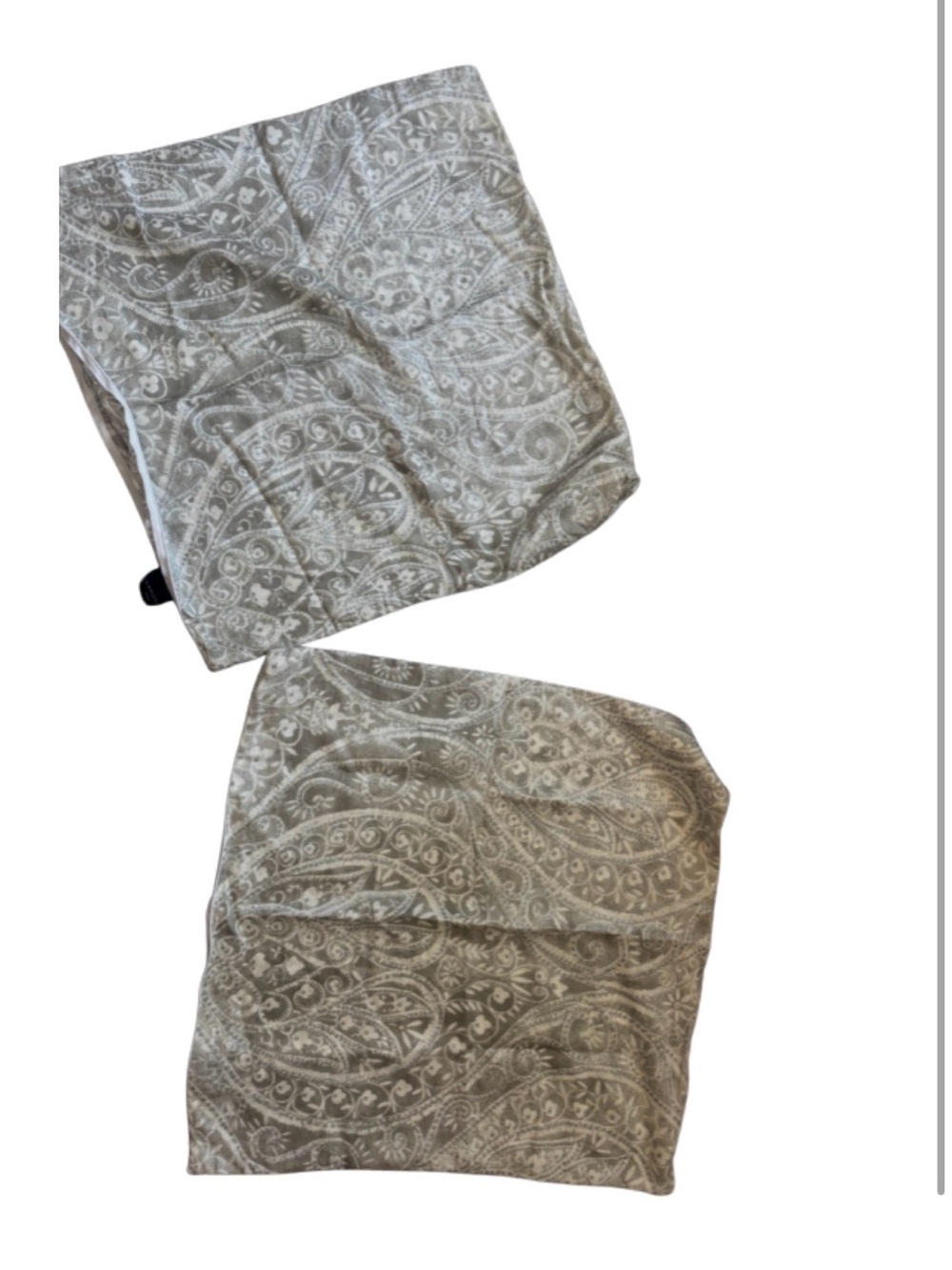 Neutral Paisley Pillow Covers - Set of 2 for 24x24” pillows gray silver white